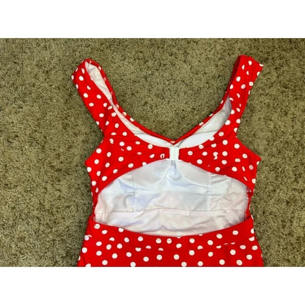 CUPSHE Red Polka Dot Belted One-Piece Swimsuit SMALL